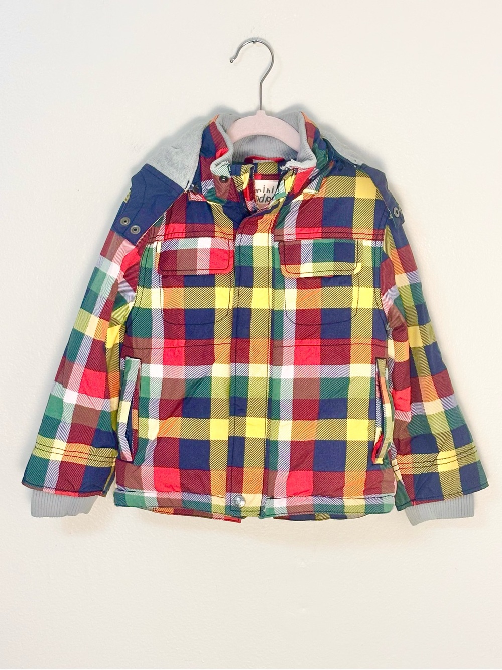 Mini Boden Multicolor Plaid Hooded Jacket
Size 3-4 Fall Winter Coat Boys Girls